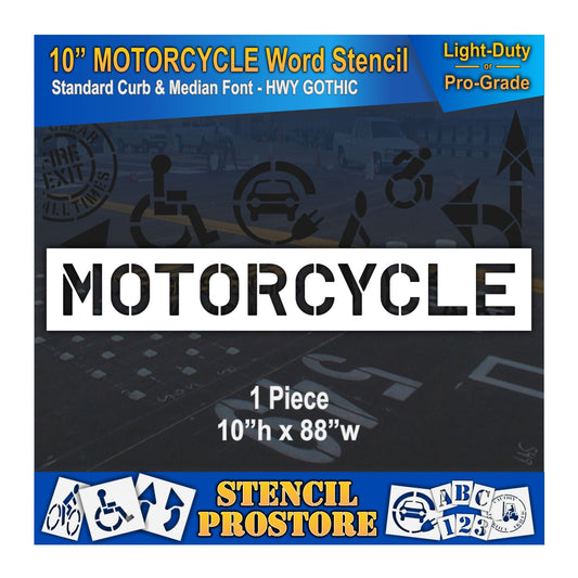 10 Inch MOTORCYCLE Wording Stencil – for Parking Lot and Area Labeling Stencil