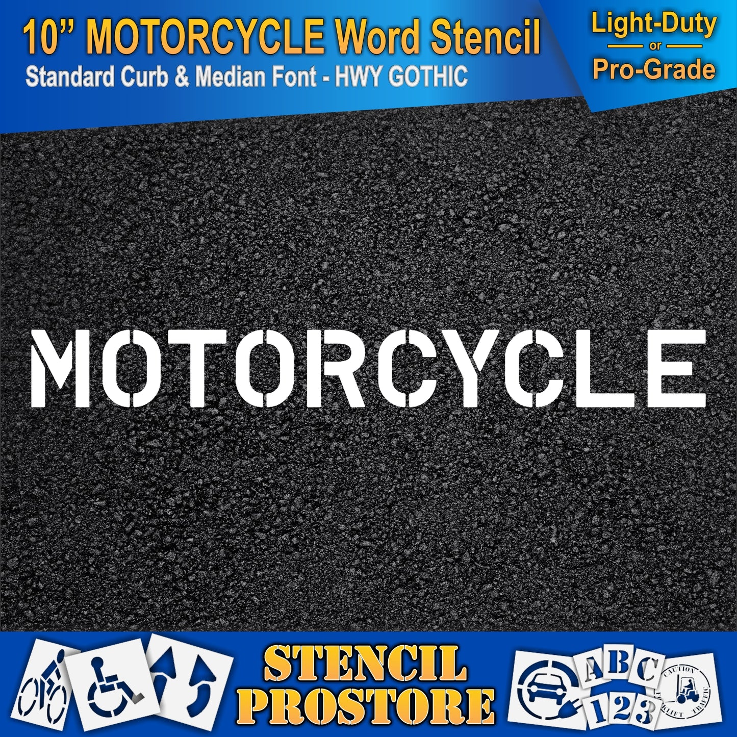 10 Inch MOTORCYCLE Wording Stencil – for Parking Lot and Area Labeling Stencil