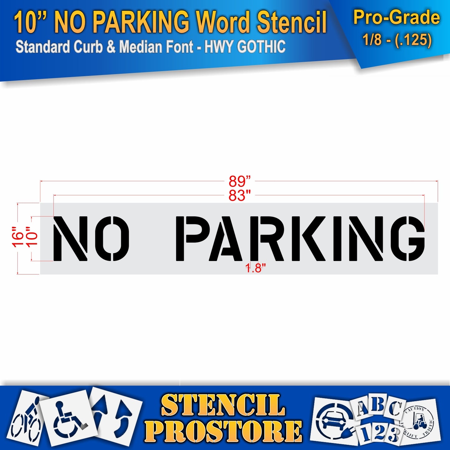 10 Inch NO PARKING Wording Stencil – for Parking Lot and Area Labeling Stencil