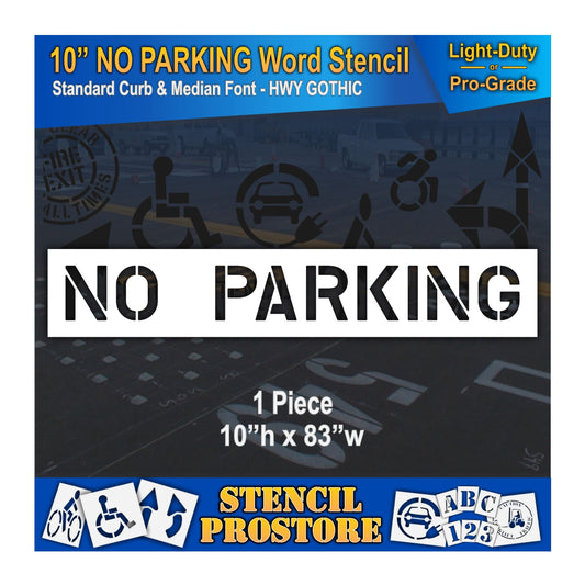 10 Inch NO PARKING Wording Stencil – for Parking Lot and Area Labeling Stencil