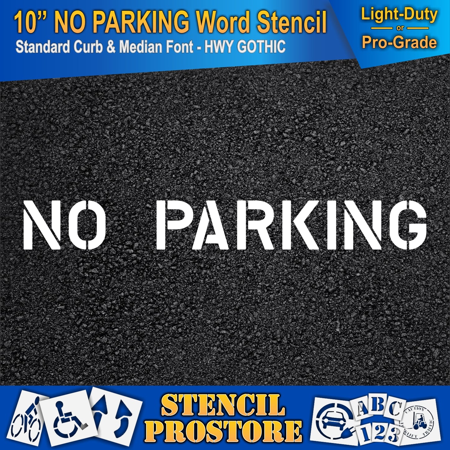 10 Inch NO PARKING Wording Stencil – for Parking Lot and Area Labeling Stencil