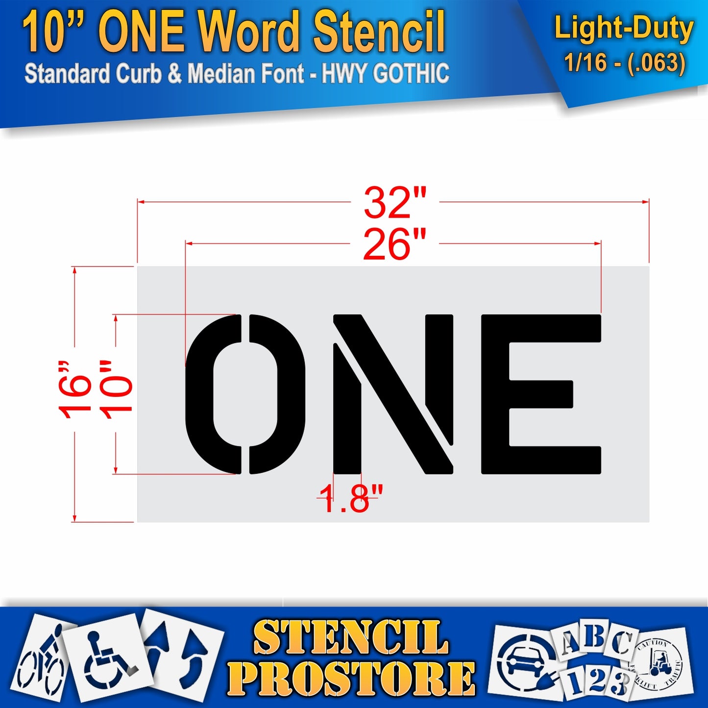 10 Inch ONE Wording Stencil – for Parking Lot and Area Labeling Stencil