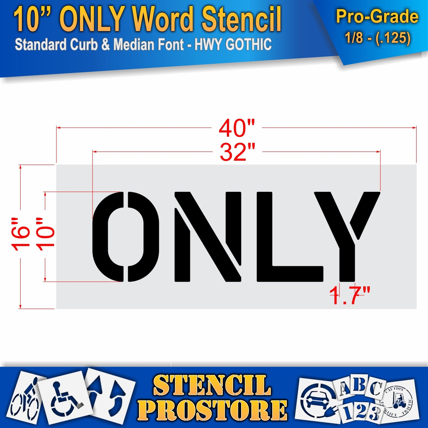 10 Inch ONLY Wording Stencil – for Parking Lot and Area Labeling Stencil