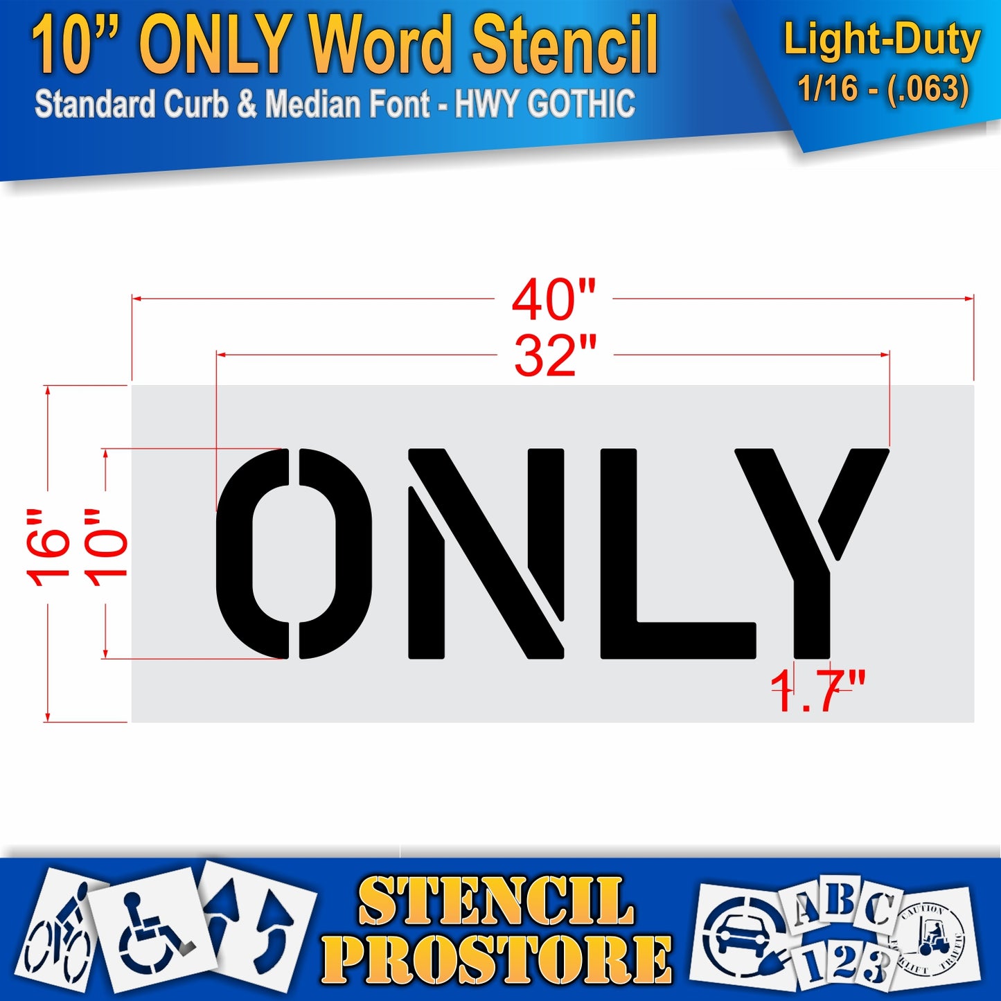 10 Inch ONLY Wording Stencil – for Parking Lot and Area Labeling Stencil