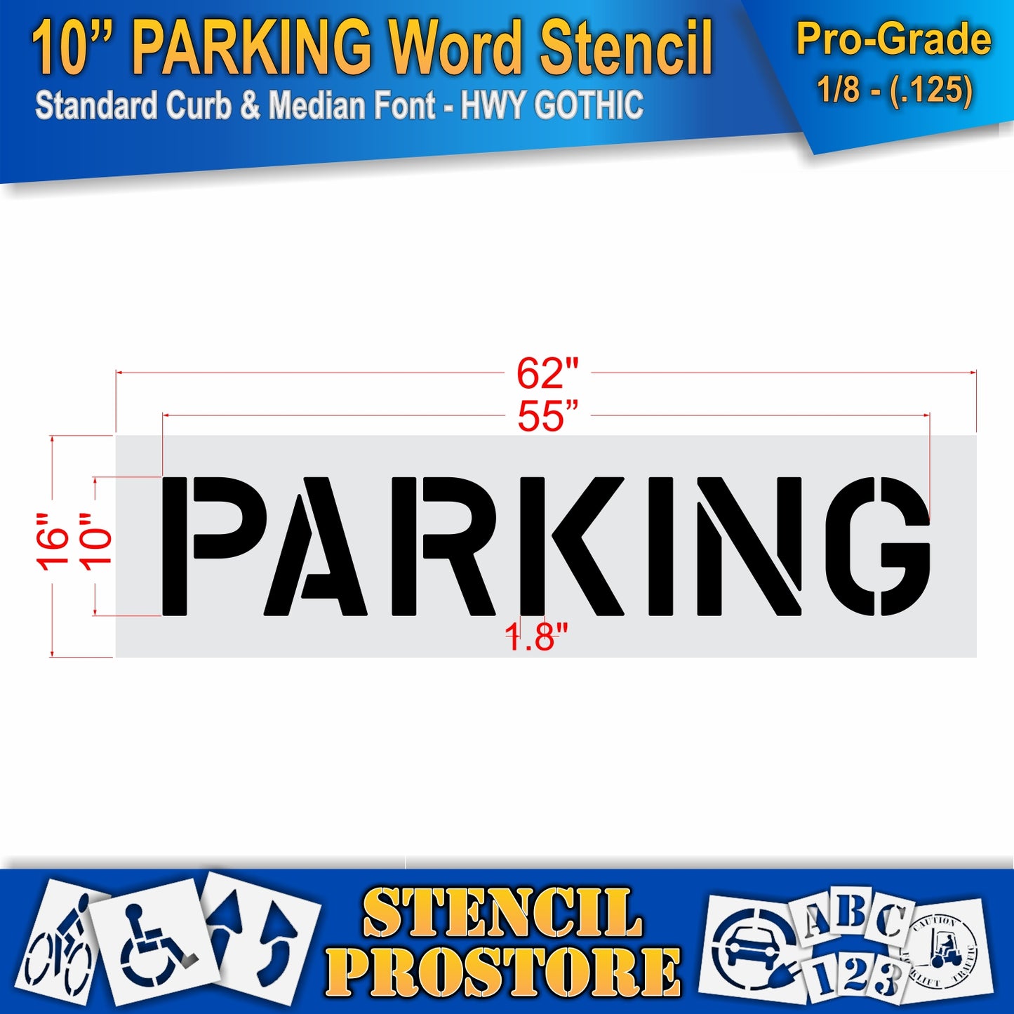 10 Inch PARKING Wording Stencil – for Parking Lot and Area Labeling Stencil