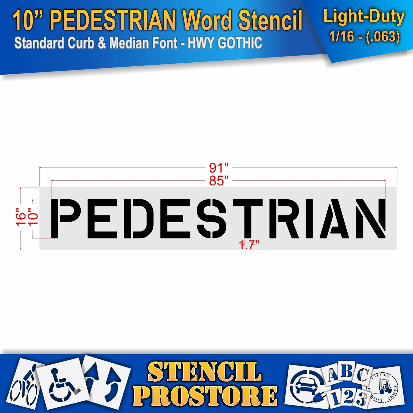 10 Inch PEDESTRIAN Wording Stencil – for Parking Lot and Area Labeling Stencil
