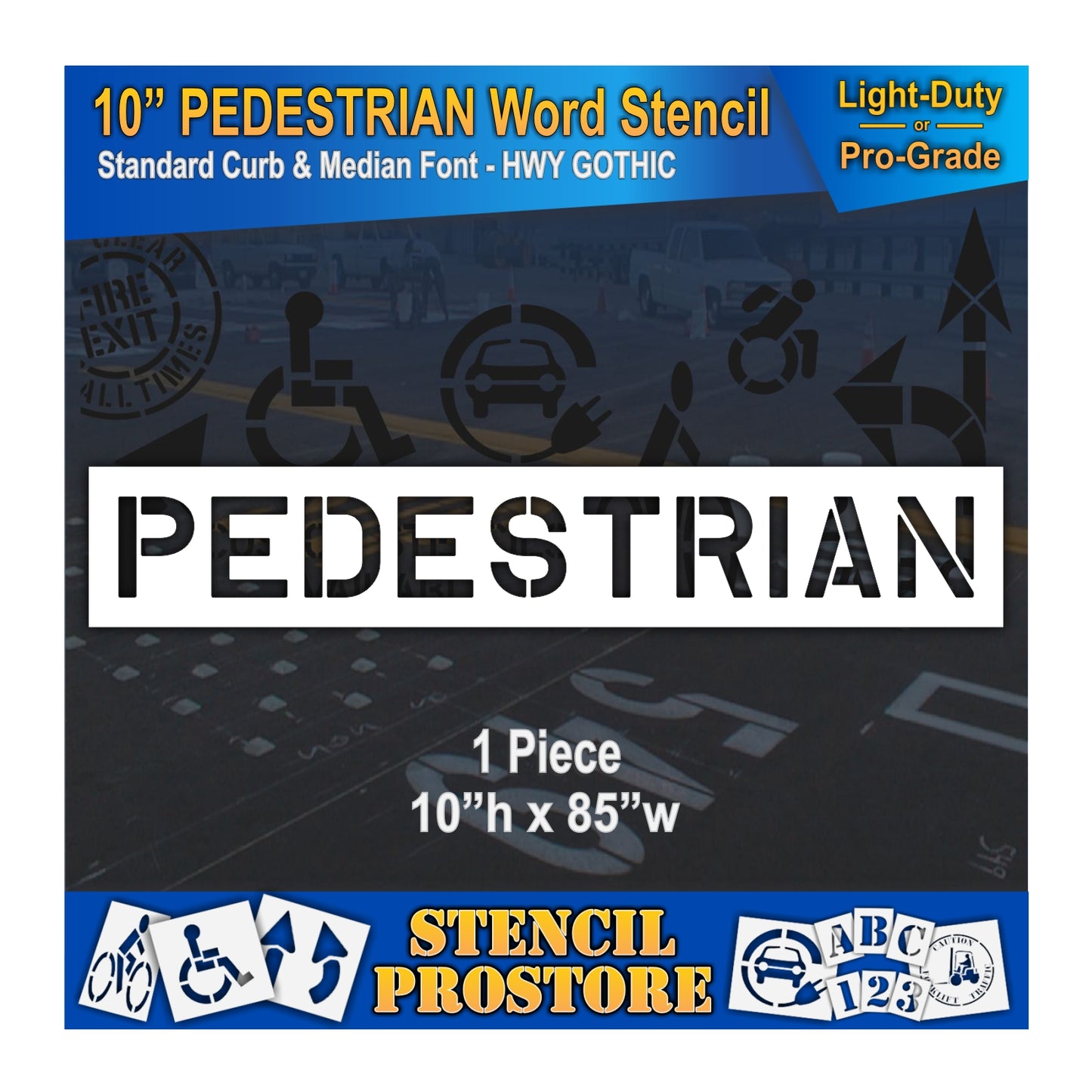 10 Inch PEDESTRIAN Wording Stencil – for Parking Lot and Area Labeling Stencil