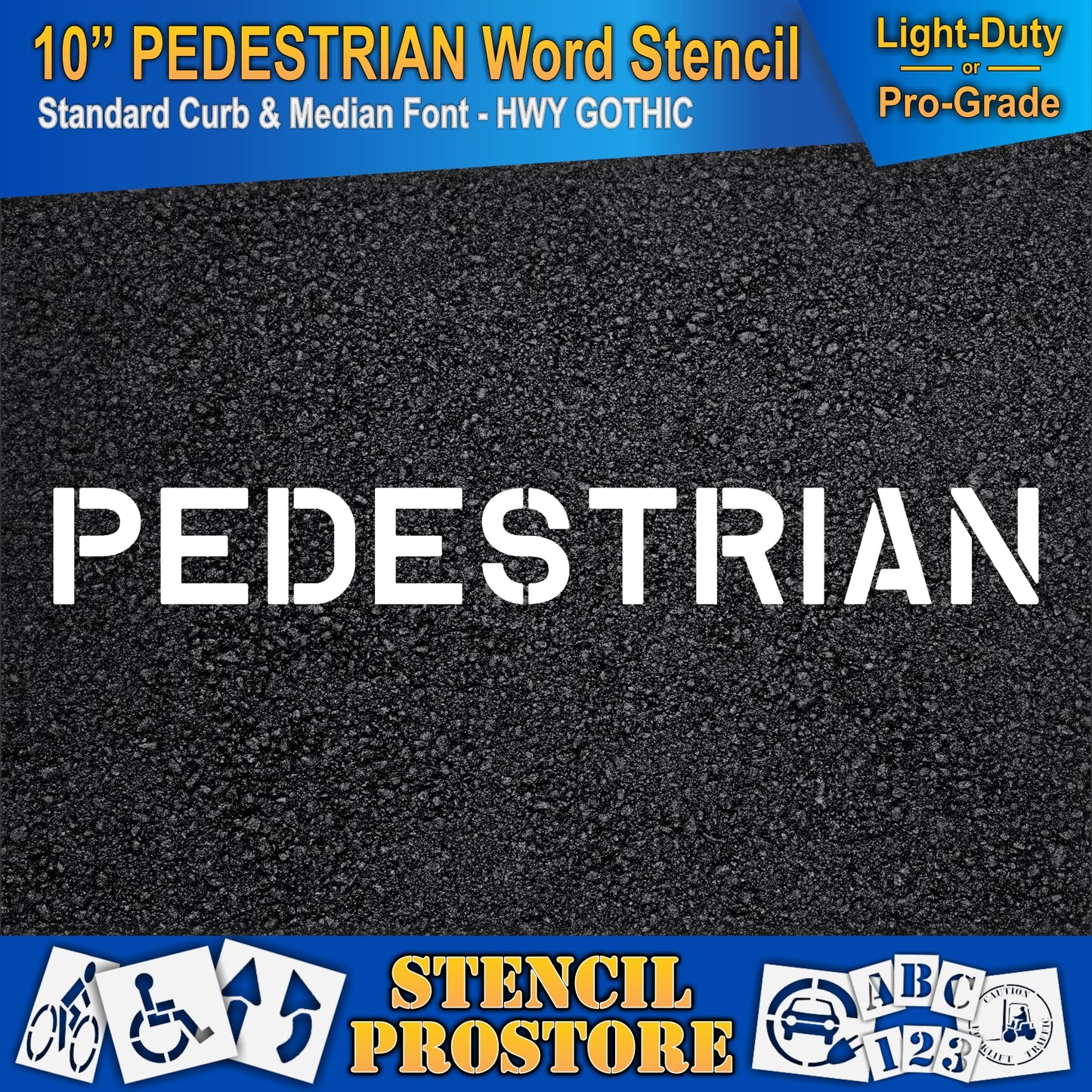 10 Inch PEDESTRIAN Wording Stencil – for Parking Lot and Area Labeling Stencil