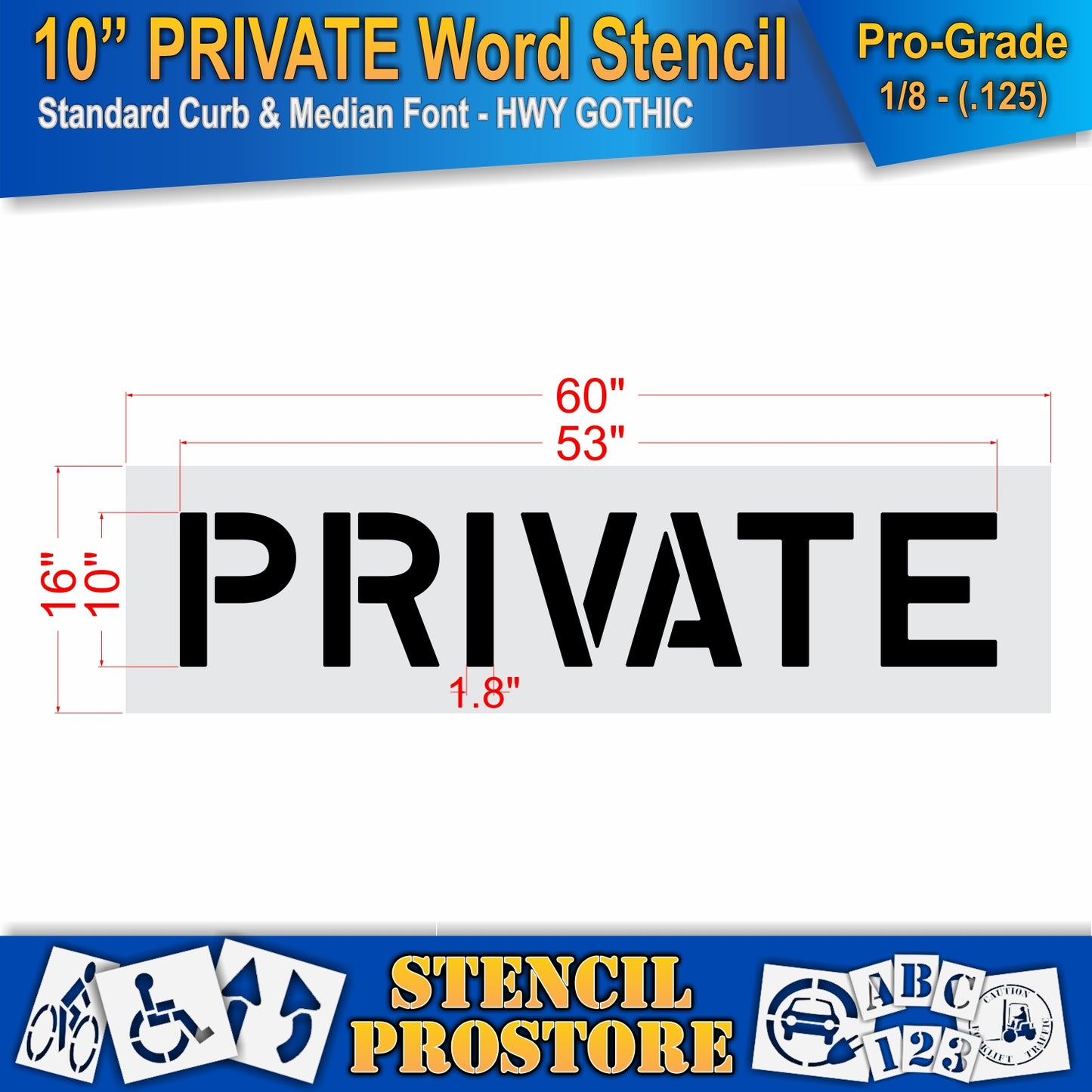 10 Inch PRIVATE Wording Stencil – for Parking Lot and Area Labeling Stencil