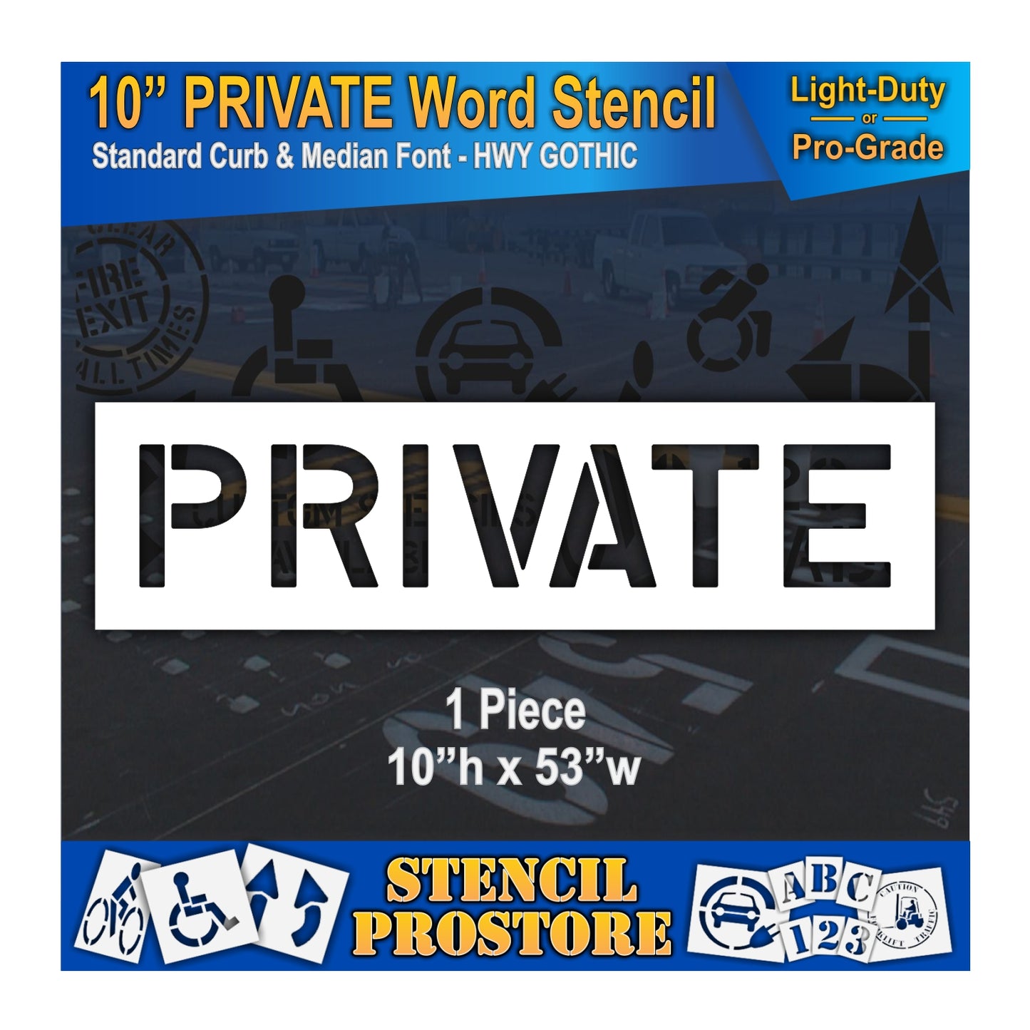 10 Inch PRIVATE Wording Stencil – for Parking Lot and Area Labeling Stencil
