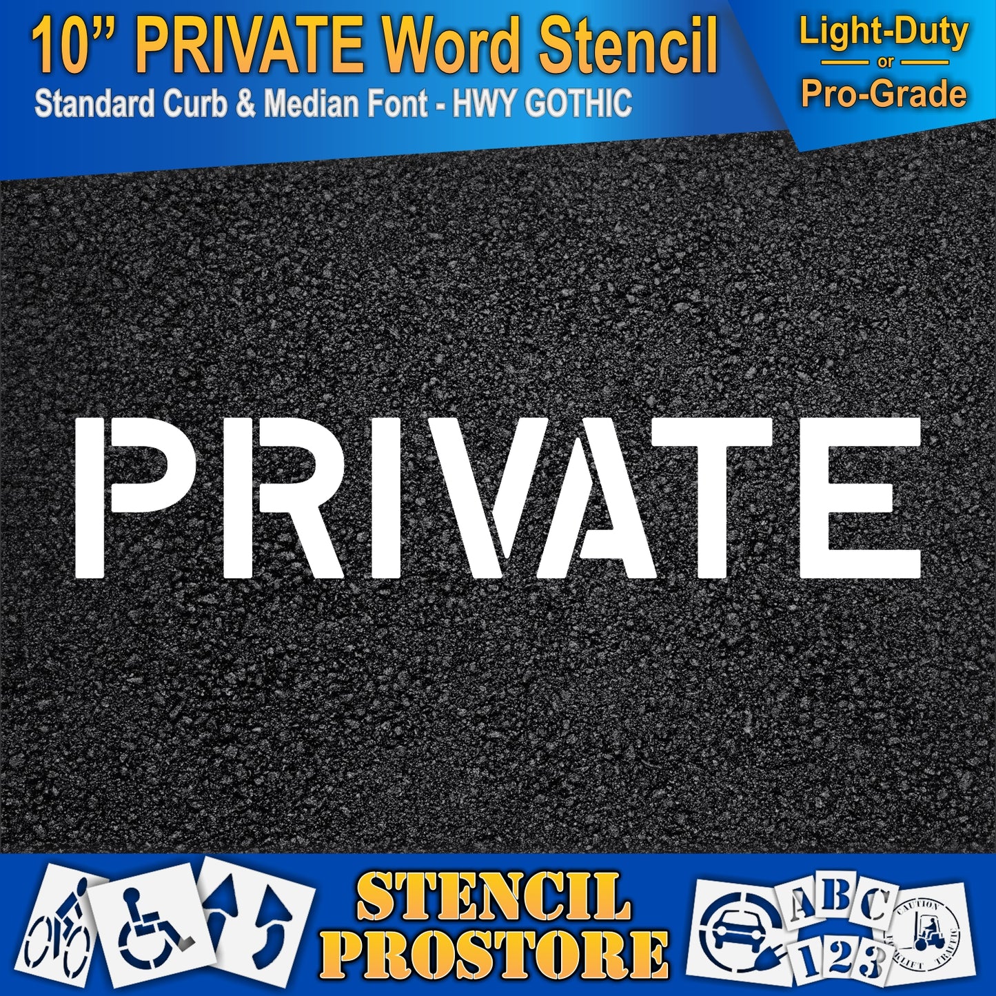 10 Inch PRIVATE Wording Stencil – for Parking Lot and Area Labeling Stencil
