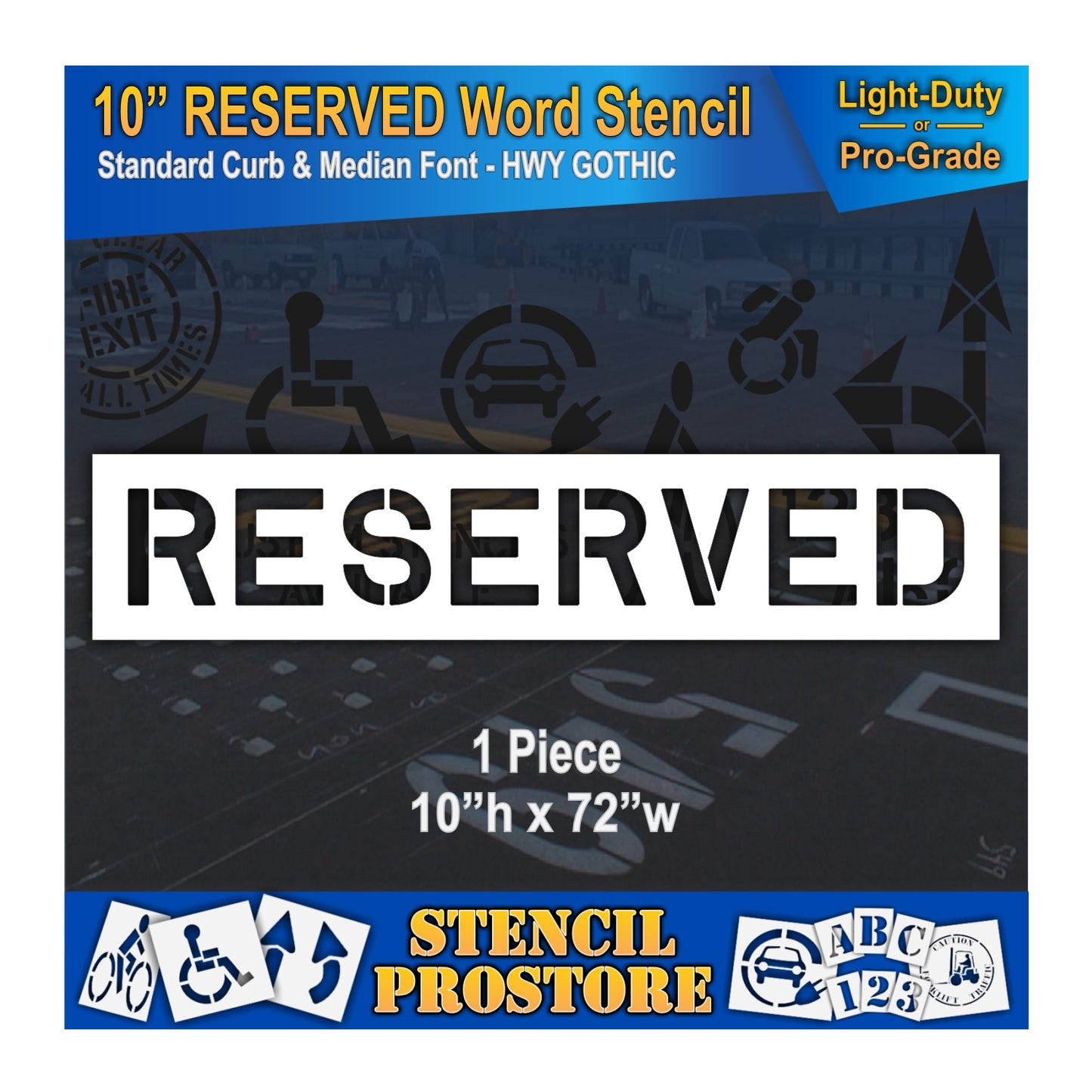 10 Inch RESERVED Wording Stencil – for Parking Lot and Area Labeling Stencil