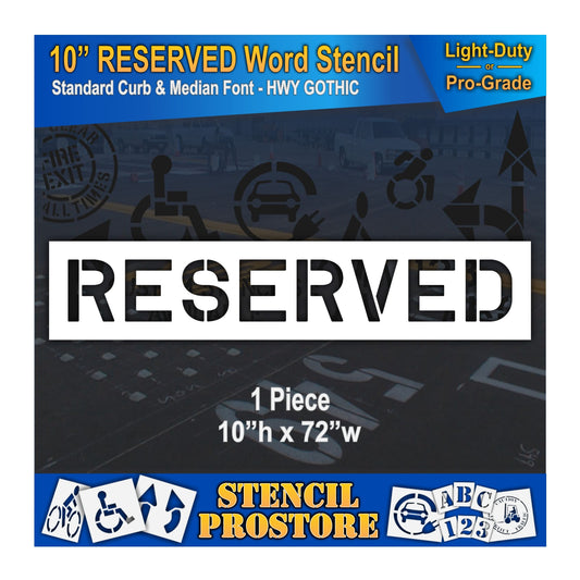 10 Inch RESERVED Wording Stencil – for Parking Lot and Area Labeling Stencil