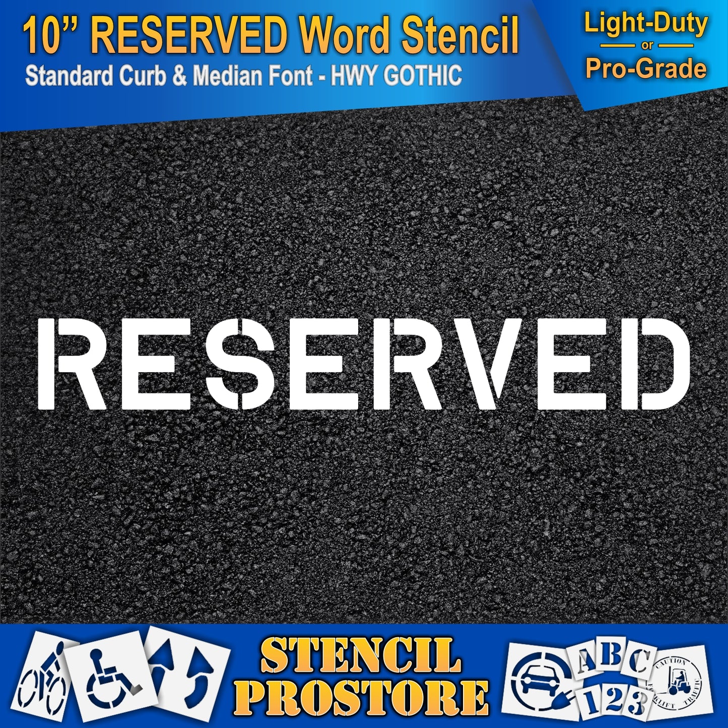 10 Inch RESERVED Wording Stencil – for Parking Lot and Area Labeling Stencil