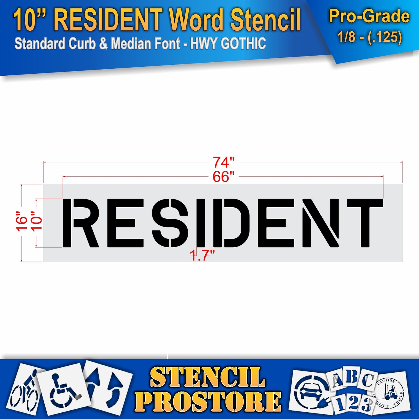 10 Inch RESIDENT Wording Stencil – for Parking Lot and Area Labeling Stencil