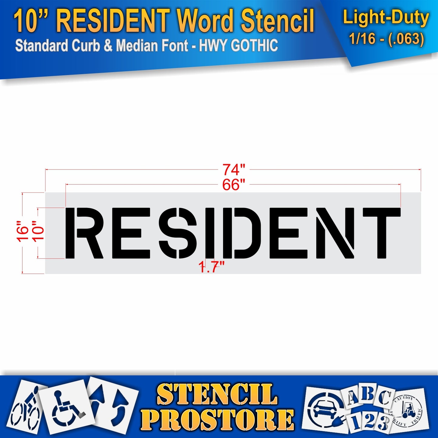 10 Inch RESIDENT Wording Stencil – for Parking Lot and Area Labeling Stencil