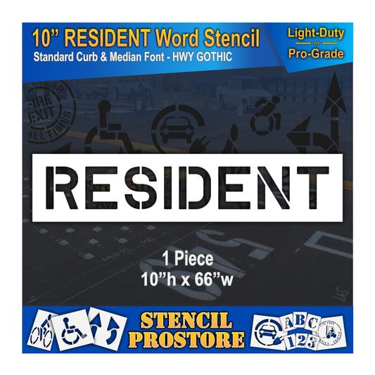 10 Inch RESIDENT Wording Stencil – for Parking Lot and Area Labeling Stencil