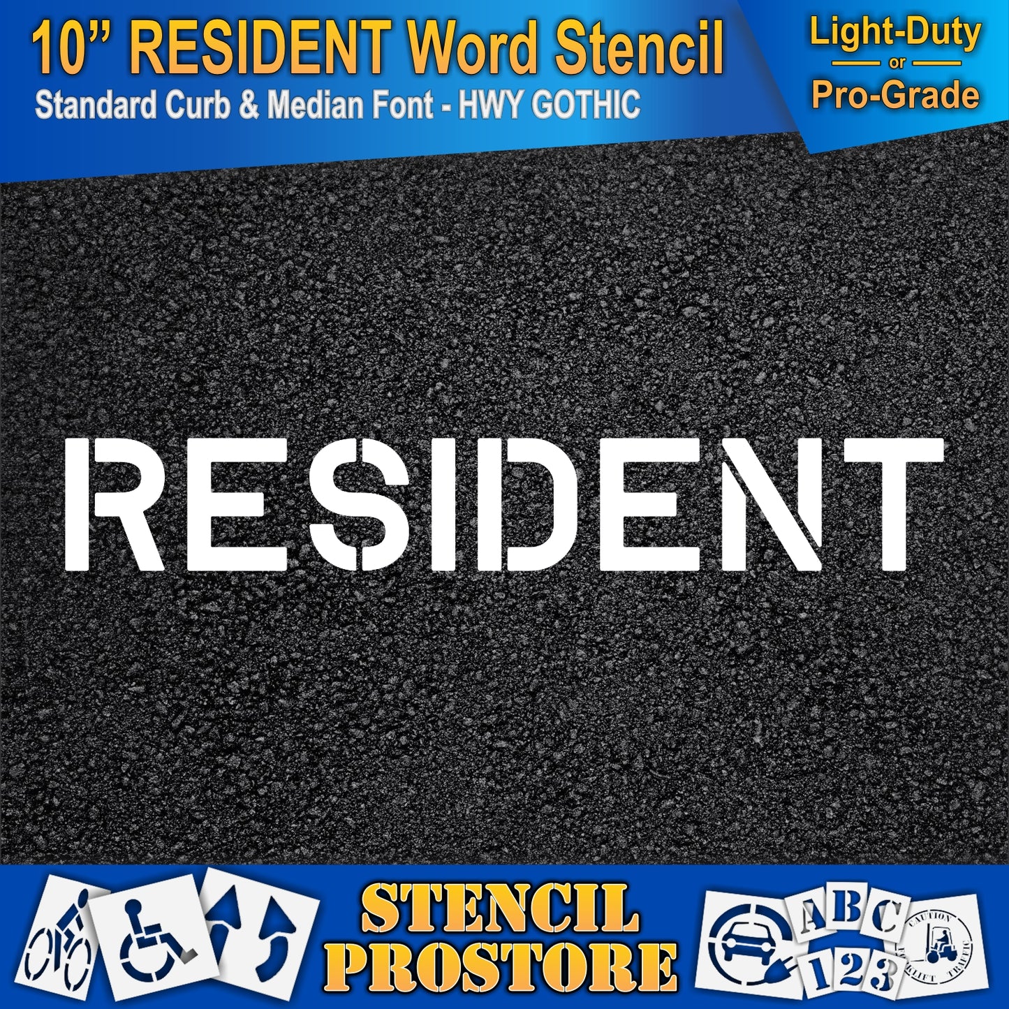 10 Inch RESIDENT Wording Stencil – for Parking Lot and Area Labeling Stencil