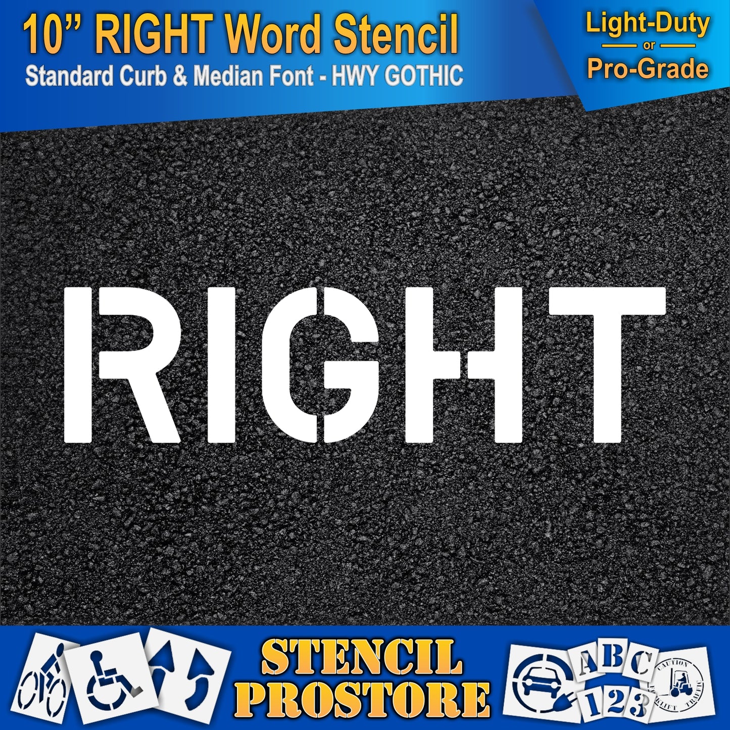 10 Inch RIGHT Wording Stencil – for Parking Lot and Area Labeling Stencil