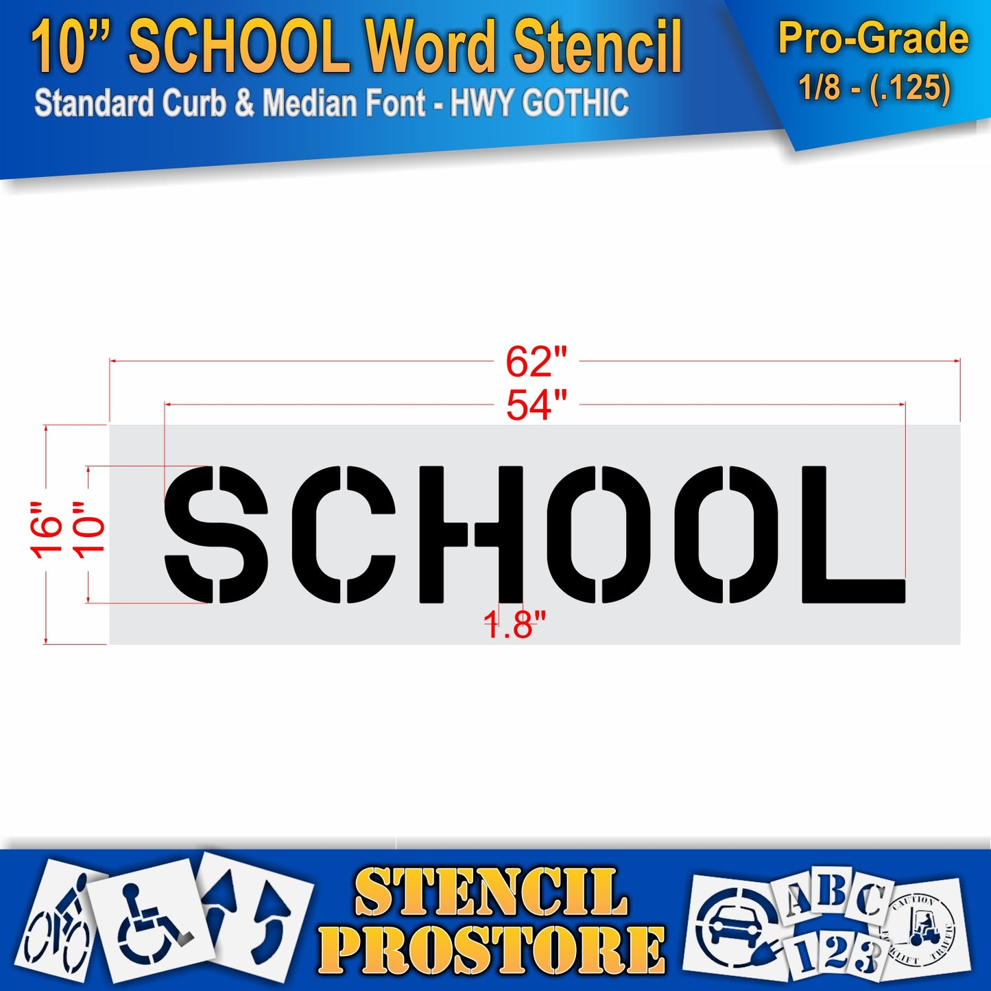 10 Inch SCHOOL Wording Stencil – for Parking Lot and Area Labeling Stencil