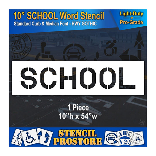 10 Inch SCHOOL Wording Stencil – for Parking Lot and Area Labeling Stencil