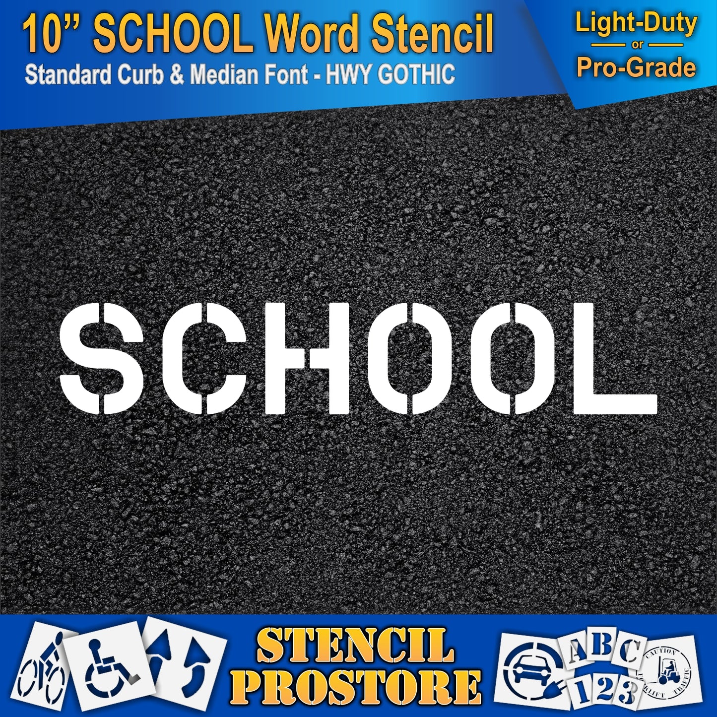 10 Inch SCHOOL Wording Stencil – for Parking Lot and Area Labeling Stencil