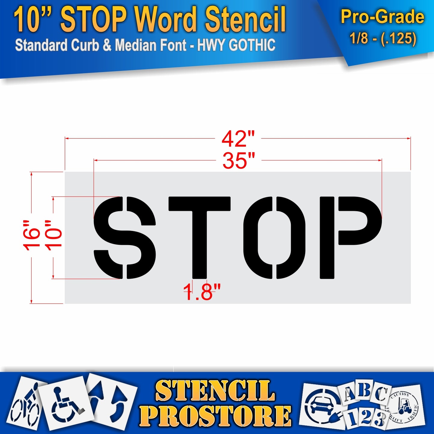 10 Inch STOP Wording Stencil – for Parking Lot and Area Labeling Stencil