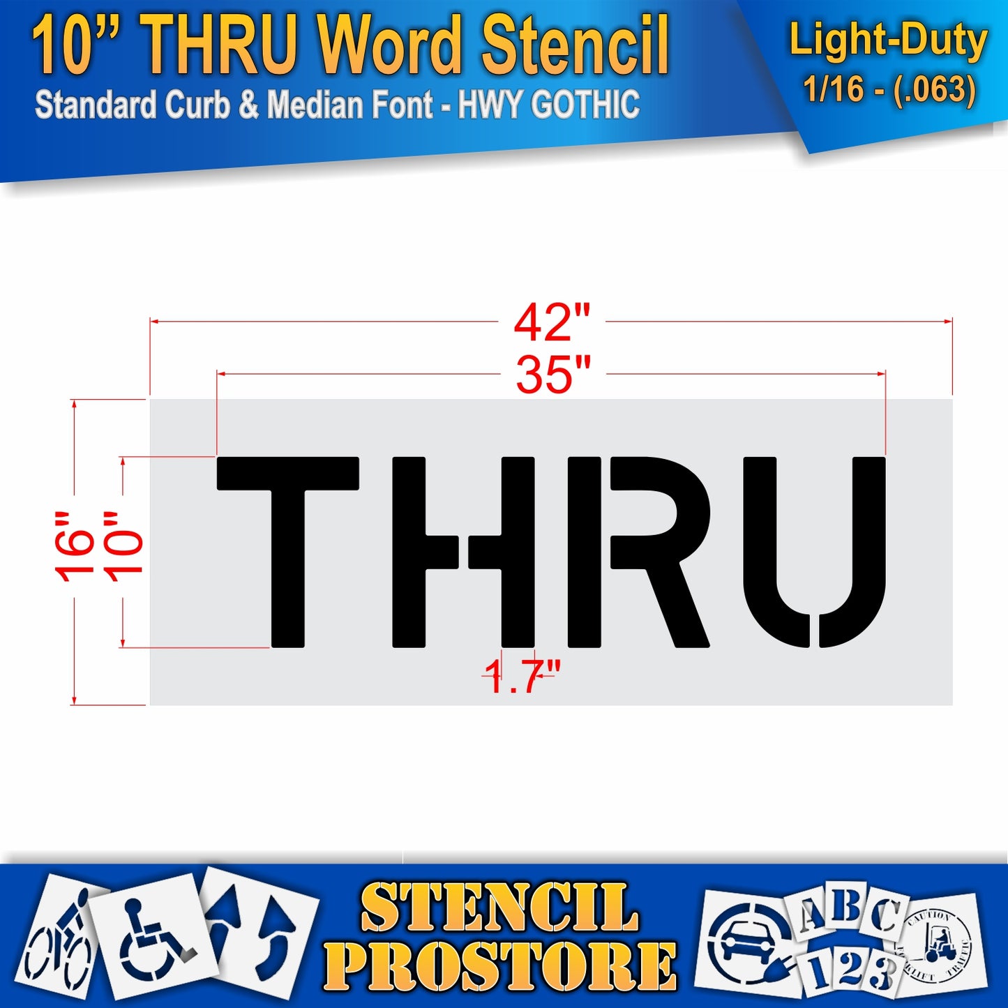 10 Inch THRU Wording Stencil – for Parking Lot and Area Labeling Stencil