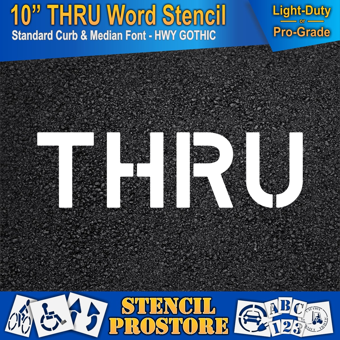 10 Inch THRU Wording Stencil – for Parking Lot and Area Labeling Stencil