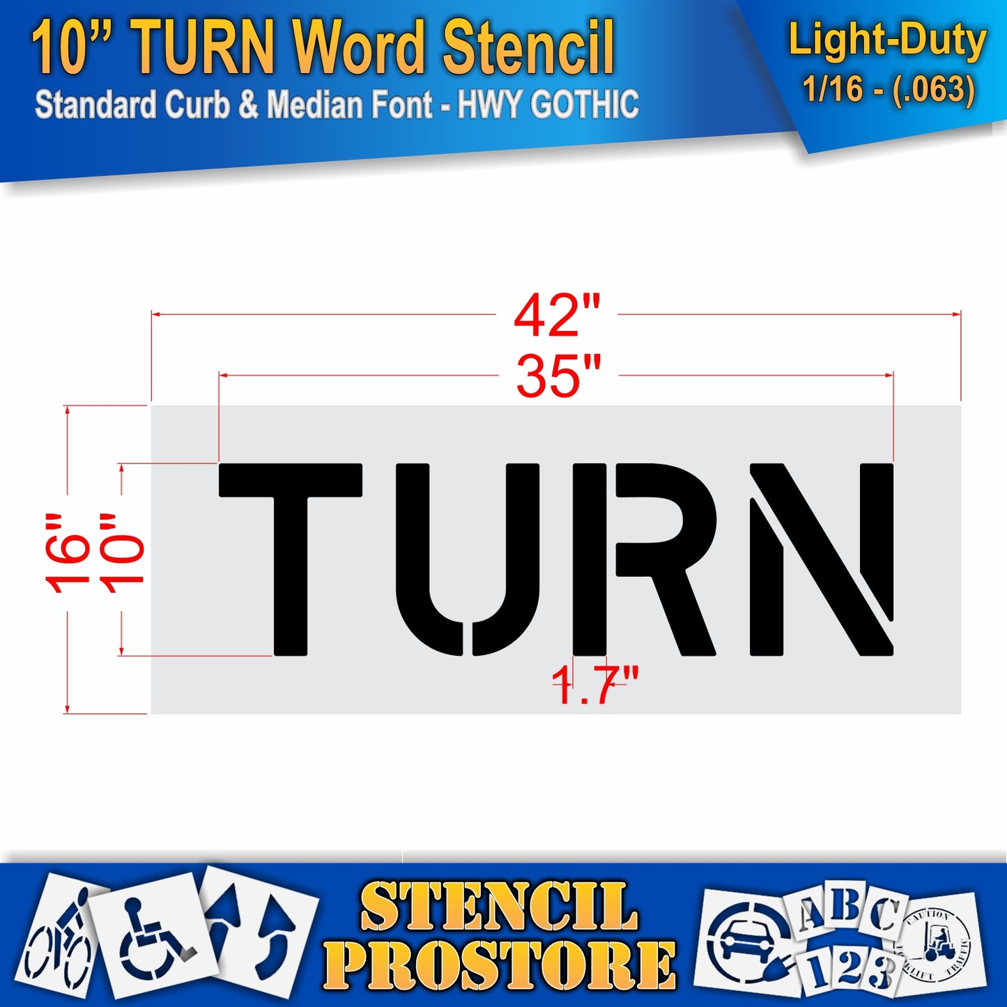 10 Inch TURN Wording Stencil – for Parking Lot and Area Labeling Stencil