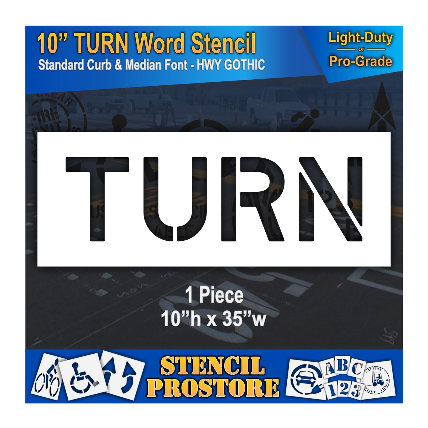 10 Inch TURN Wording Stencil – for Parking Lot and Area Labeling Stencil