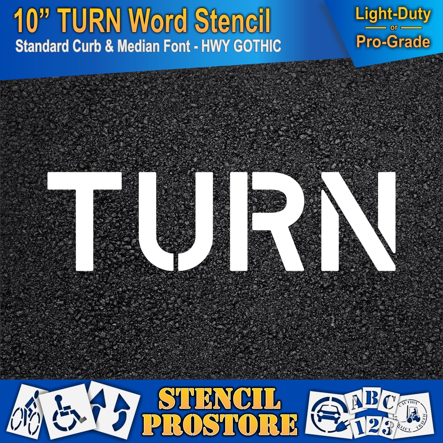 10 Inch TURN Wording Stencil – for Parking Lot and Area Labeling Stencil