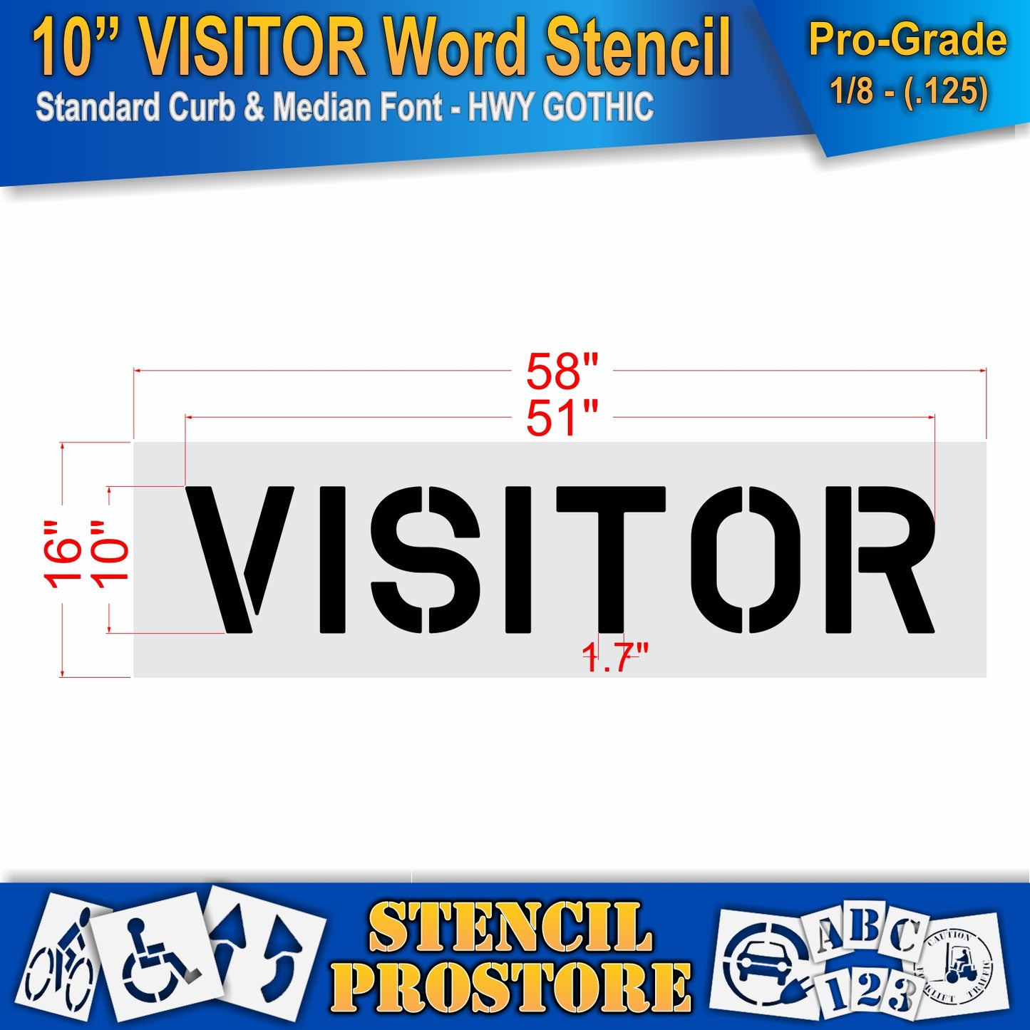 10 Inch VISITOR Wording Stencil – for Parking Lot and Area Labeling Stencil