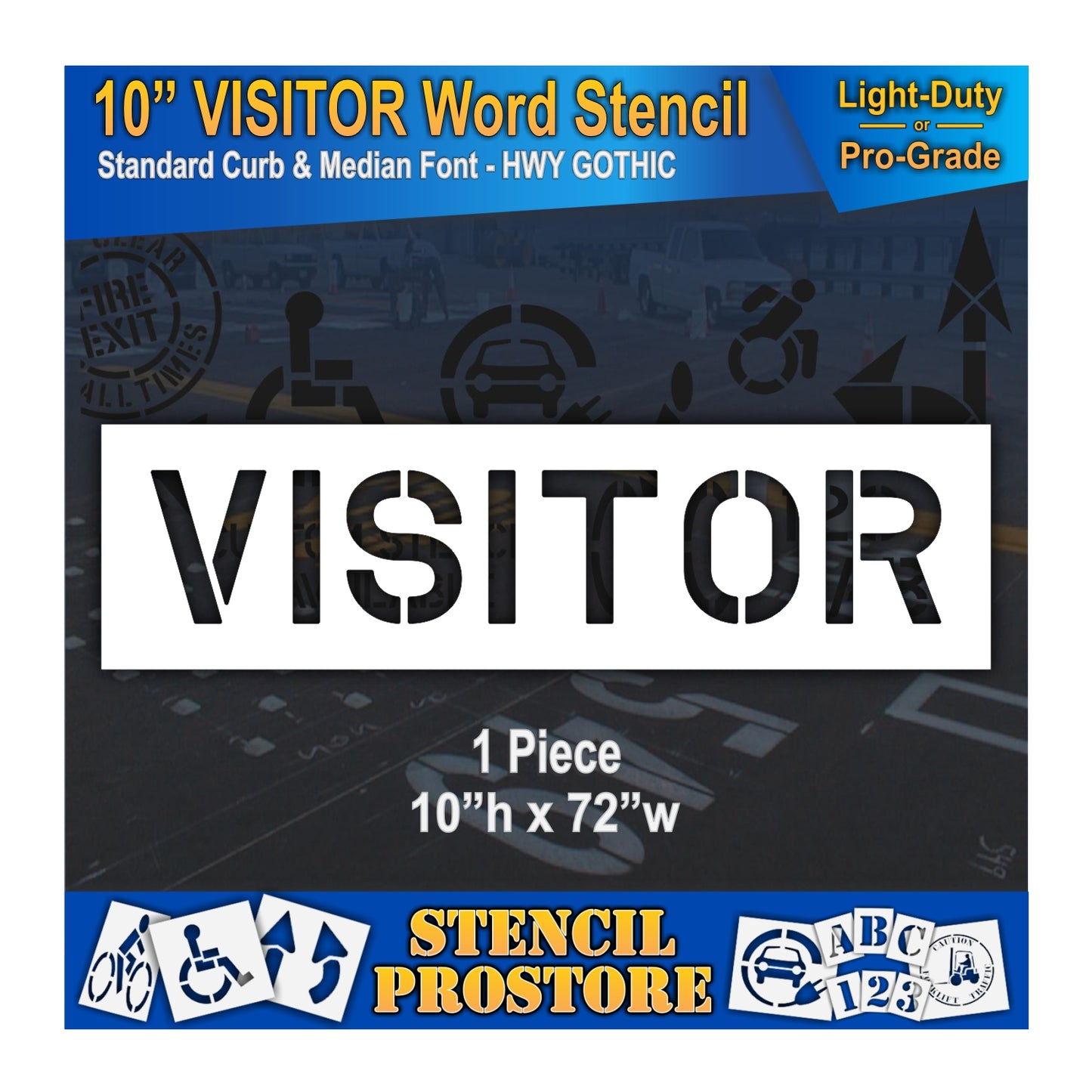 10 Inch VISITOR Wording Stencil – for Parking Lot and Area Labeling Stencil
