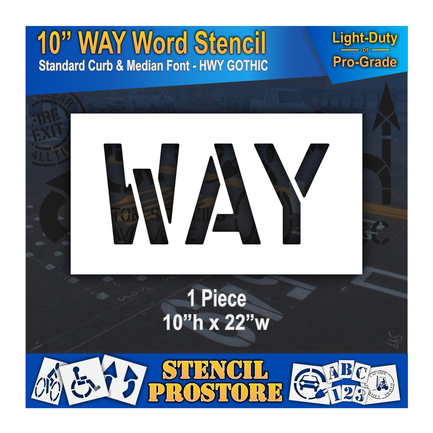 10 Inch WAY Wording Stencil – for Parking Lot and Area Labeling Stencil