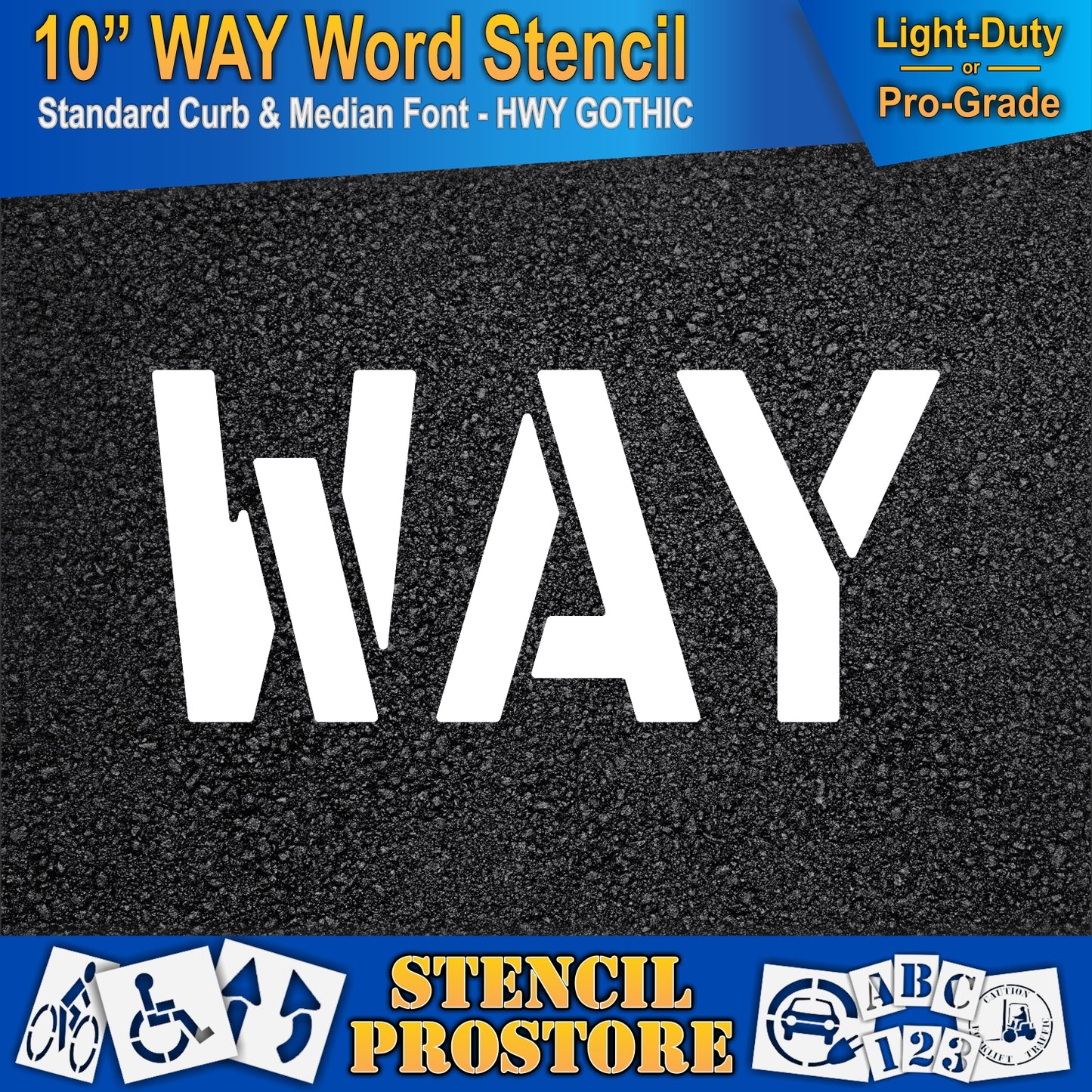 10 Inch WAY Wording Stencil – for Parking Lot and Area Labeling Stencil