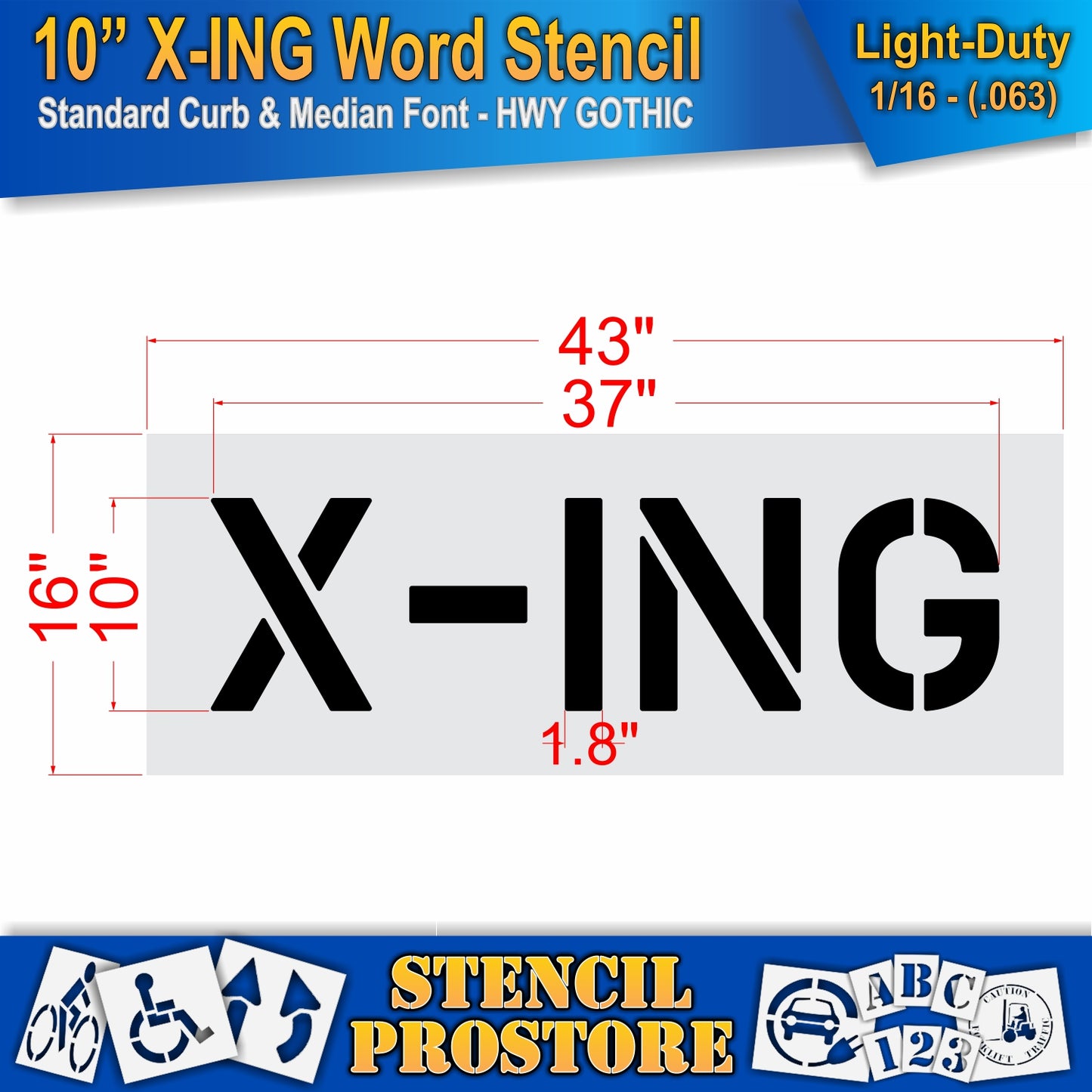 10 Inch X-ING Wording Stencil – for Parking Lot and Area Labeling Stencil
