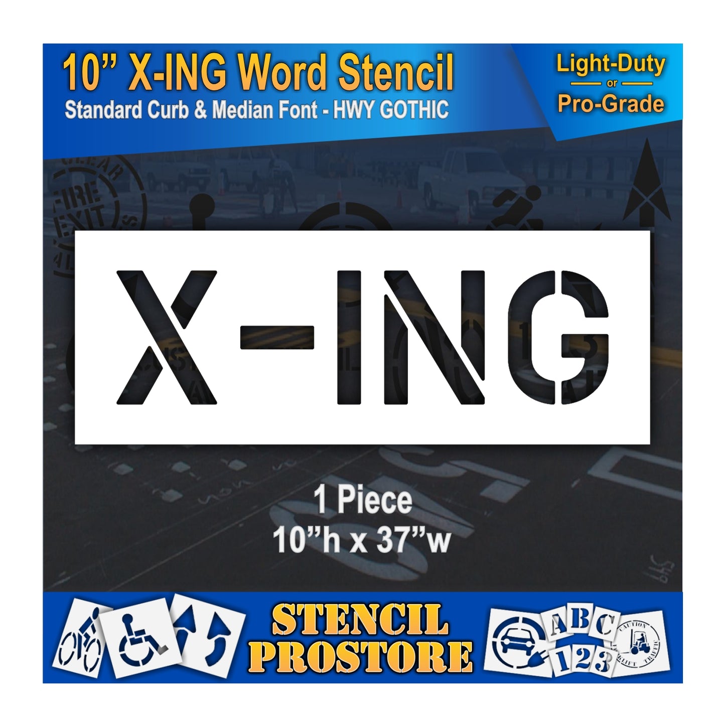 10 Inch X-ING Wording Stencil – for Parking Lot and Area Labeling Stencil