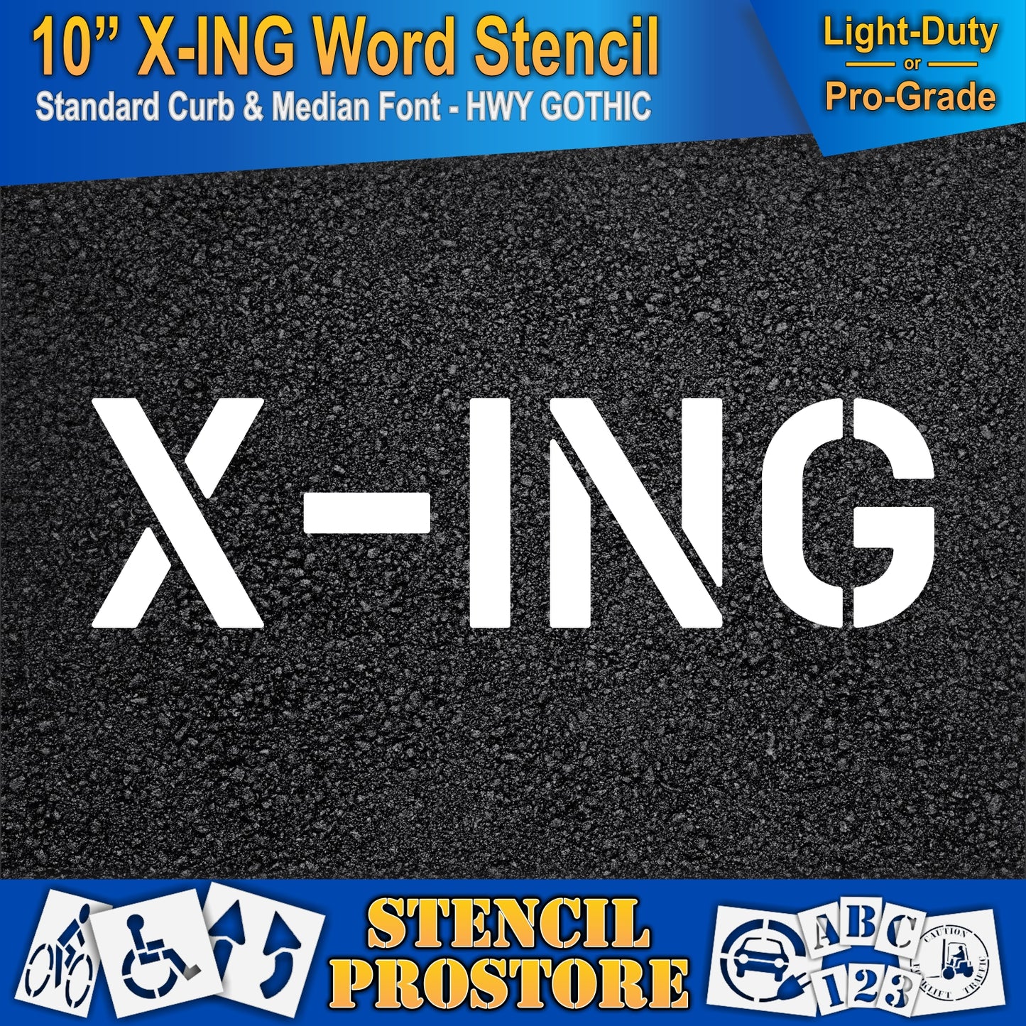 10 Inch X-ING Wording Stencil – for Parking Lot and Area Labeling Stencil