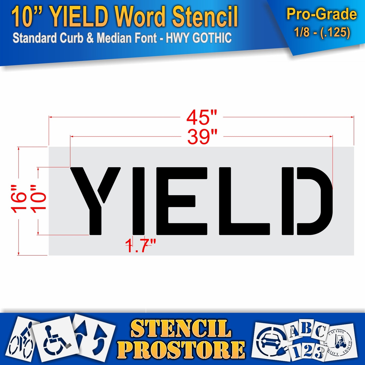 10 Inch YIELD Wording Stencil – for Parking Lot and Area Labeling Stencil