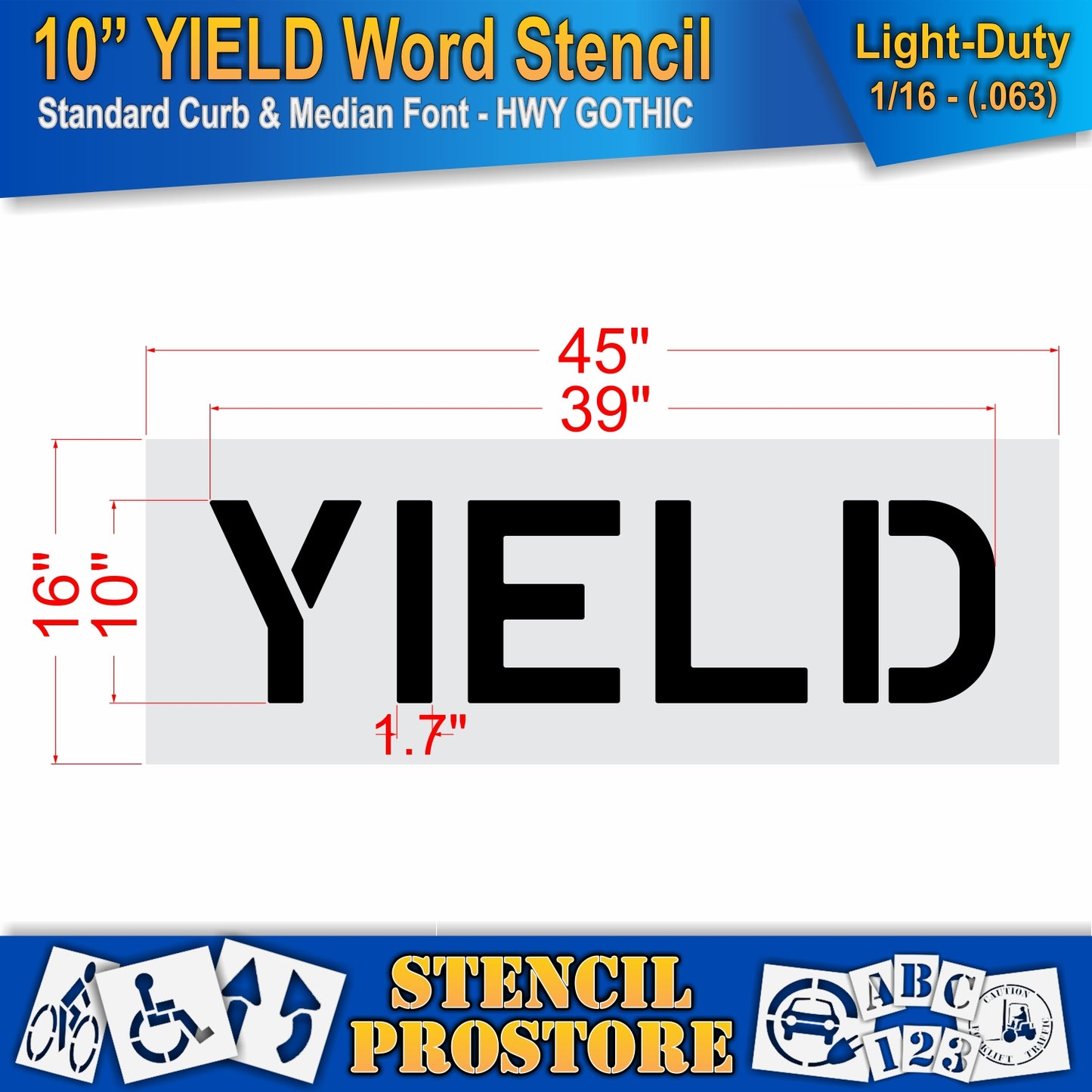 10 Inch YIELD Wording Stencil – for Parking Lot and Area Labeling Stencil