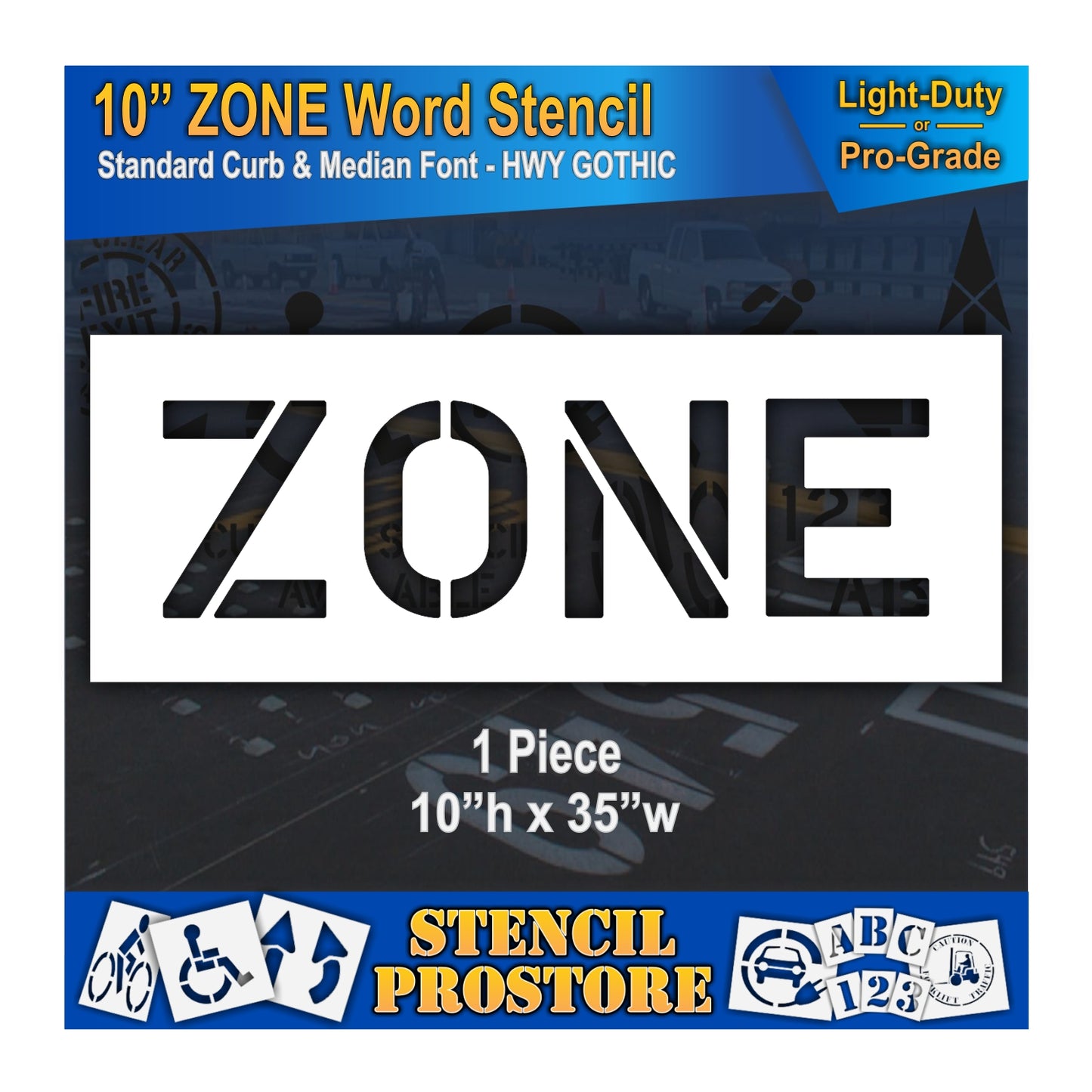10 Inch ZONE Wording Stencil – for Parking Lot and Area Labeling Stencil