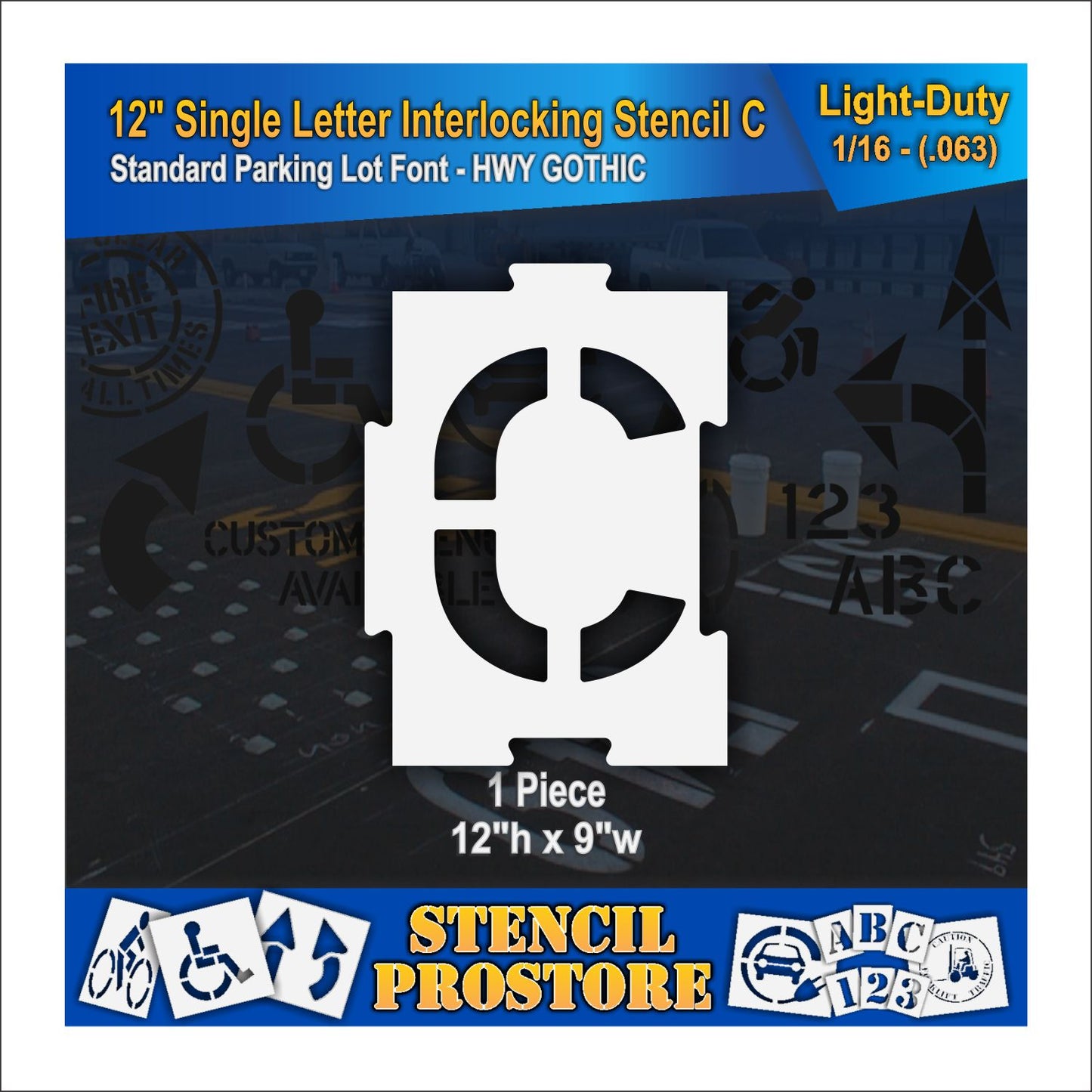 12" Interlocking Alphabet Kit Stencil