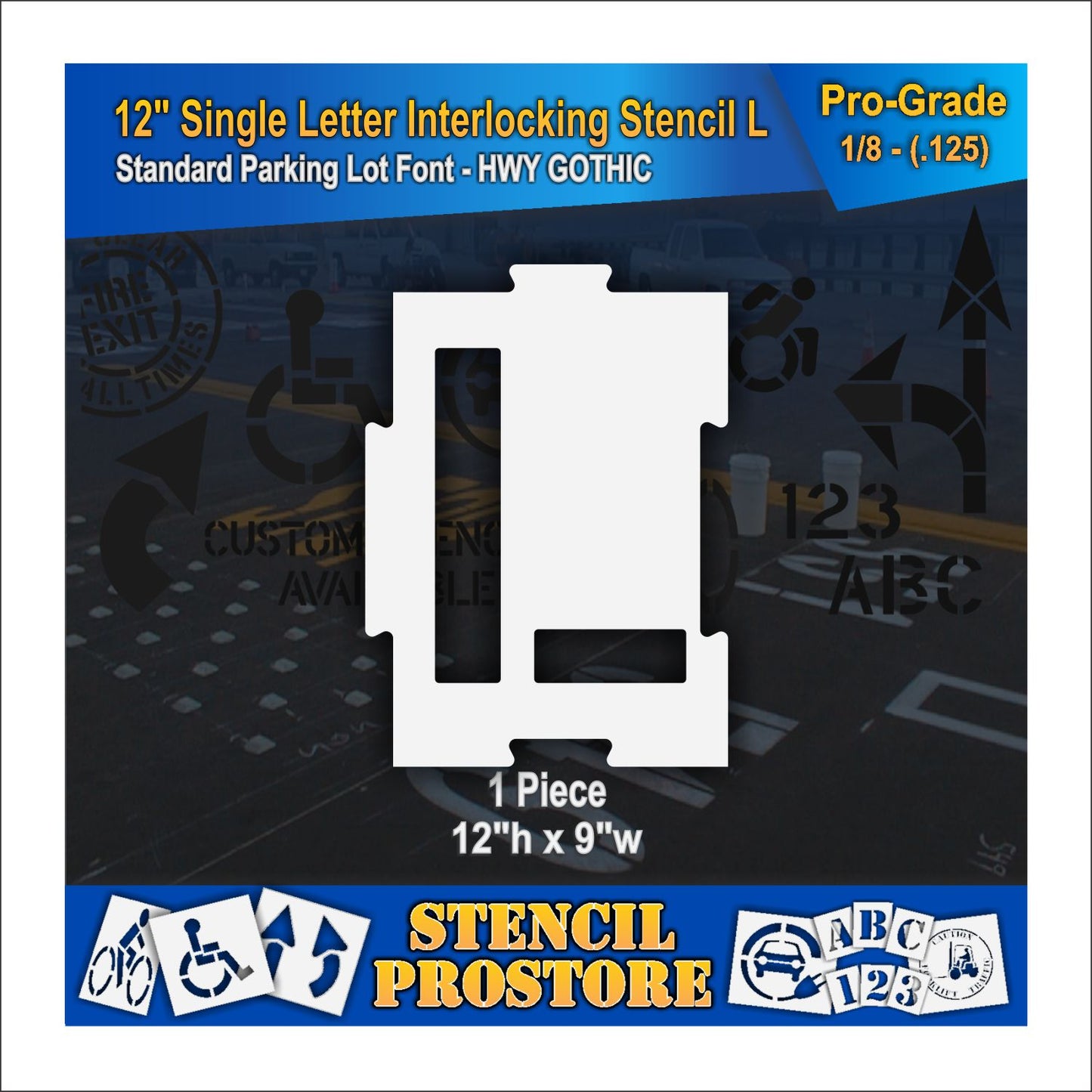 12" Interlocking Alphabet Kit Stencil