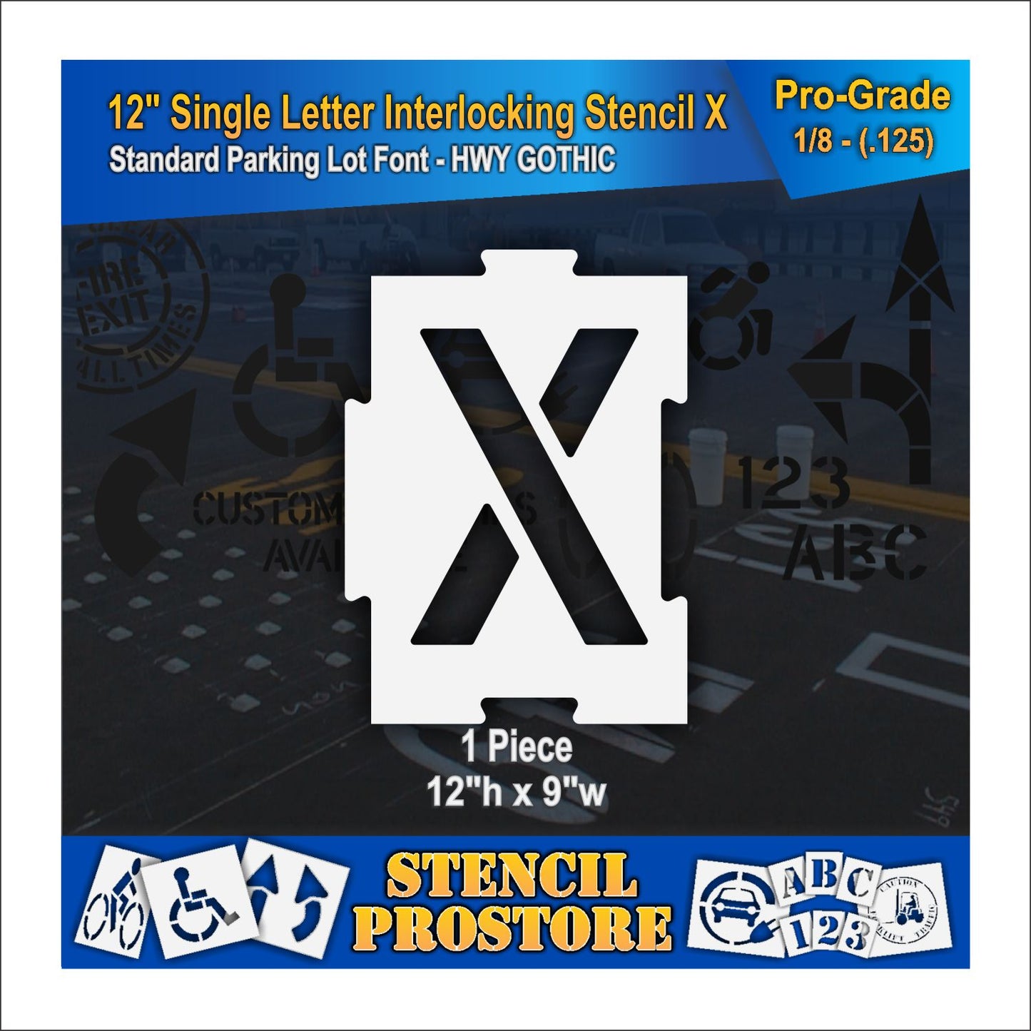 12" Interlocking Alphabet Kit Stencil