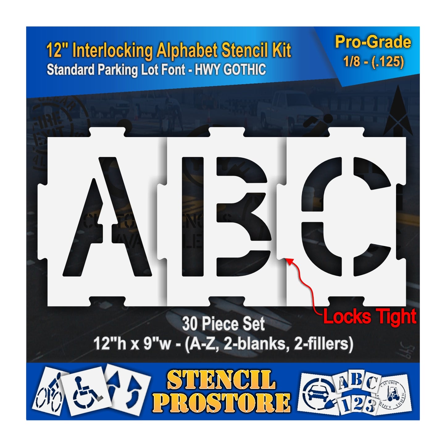 12" Interlocking Alphabet Kit Stencil