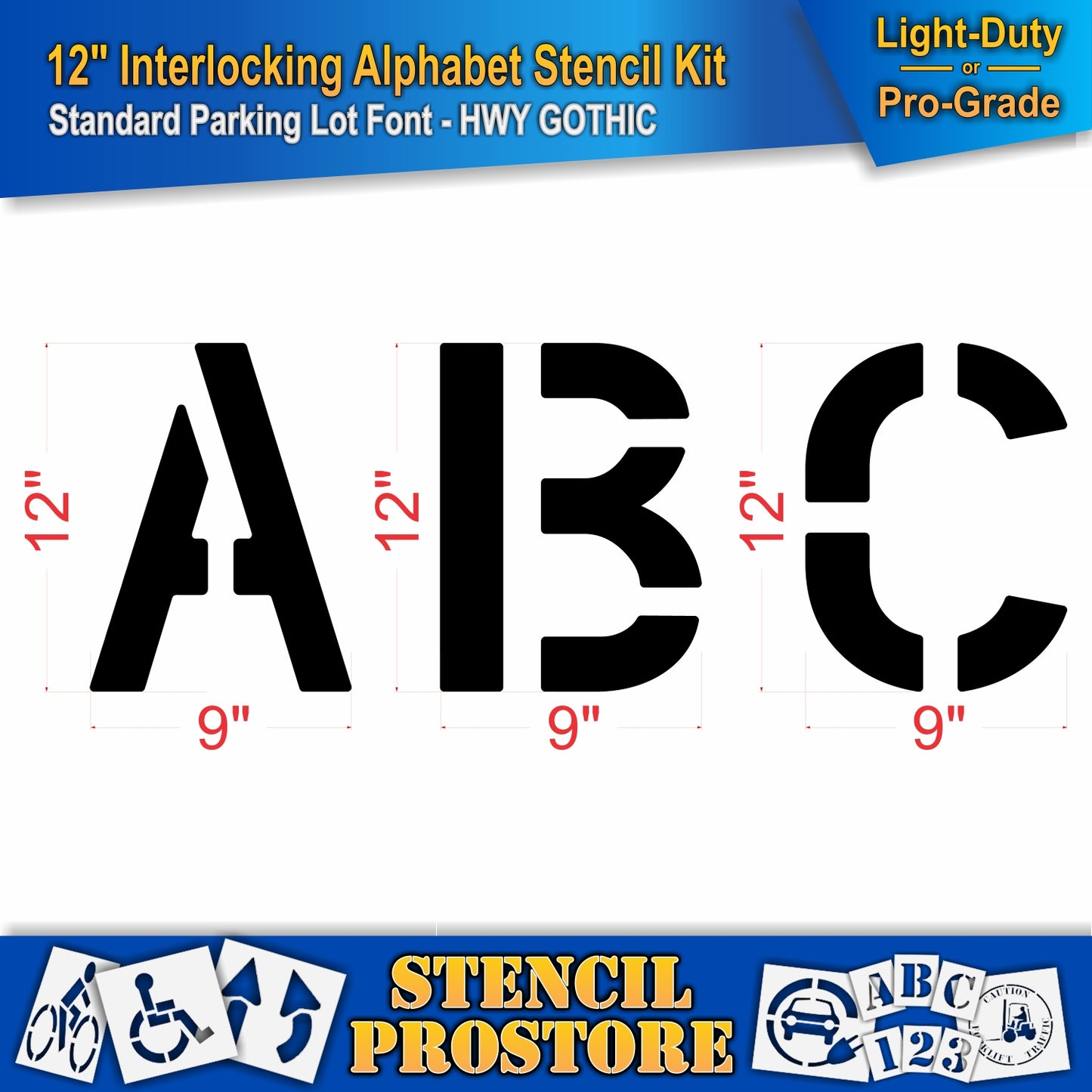 12" Interlocking Alphabet Kit Stencil