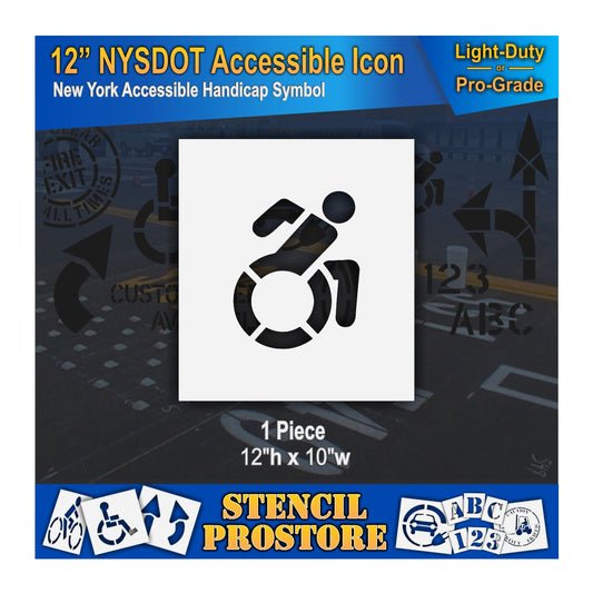 12 Inch NYSDOT Accessible Icon Pavement Stencil – ADA-Compliant Stencil for Parking Lots