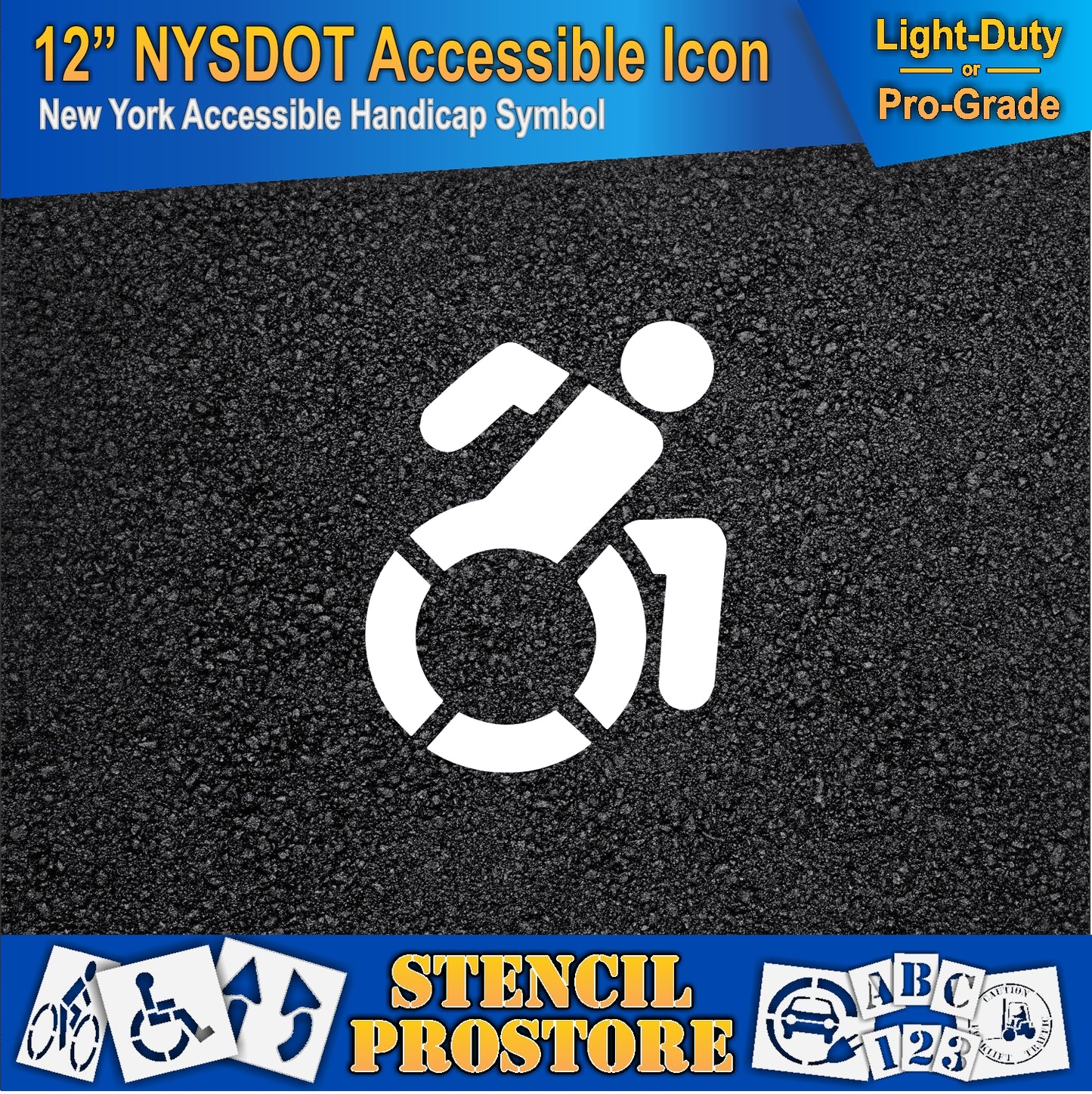 12 Inch NYSDOT Accessible Icon Pavement Stencil – ADA-Compliant Stencil for Parking Lots