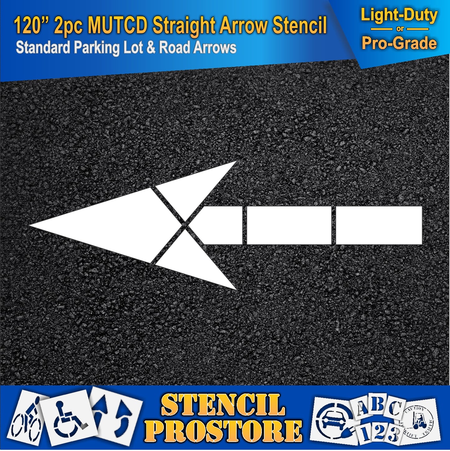 120 Inch 2pc MUTCD Straight Arrow Stencil – Parking Lot and Highway Stencil